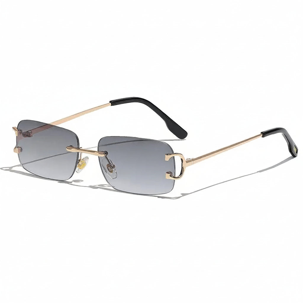 DUNE — Rimless Rectangle UV400 Sunglasses with Gold D-Buckle
