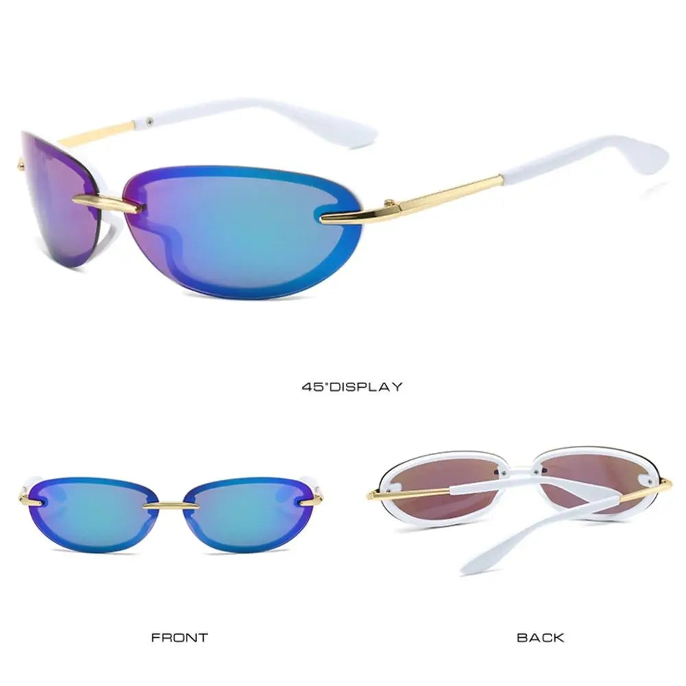 WARP — Futuristic Rimless Wrap-Around UV400 Sunglasses