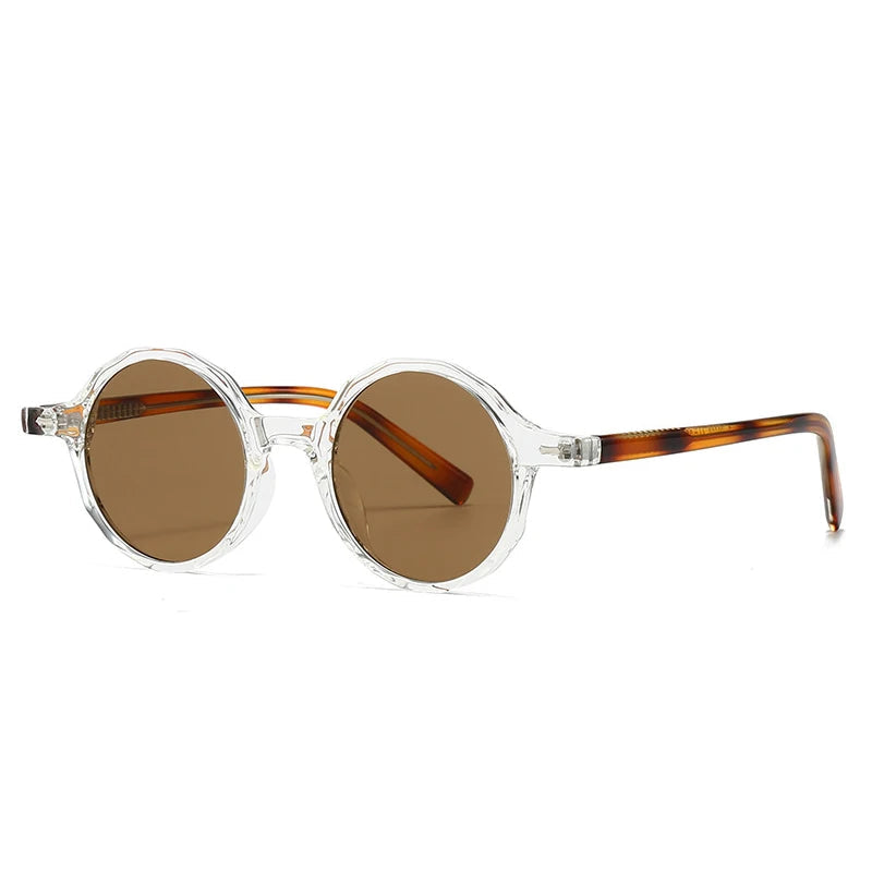 POLY polygon round rivet sunglasses UV400 polarized blue grey retro