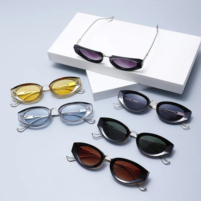 SOLEIL — Cat Eye Acetate UV400 Sunglasses with Gold Temples