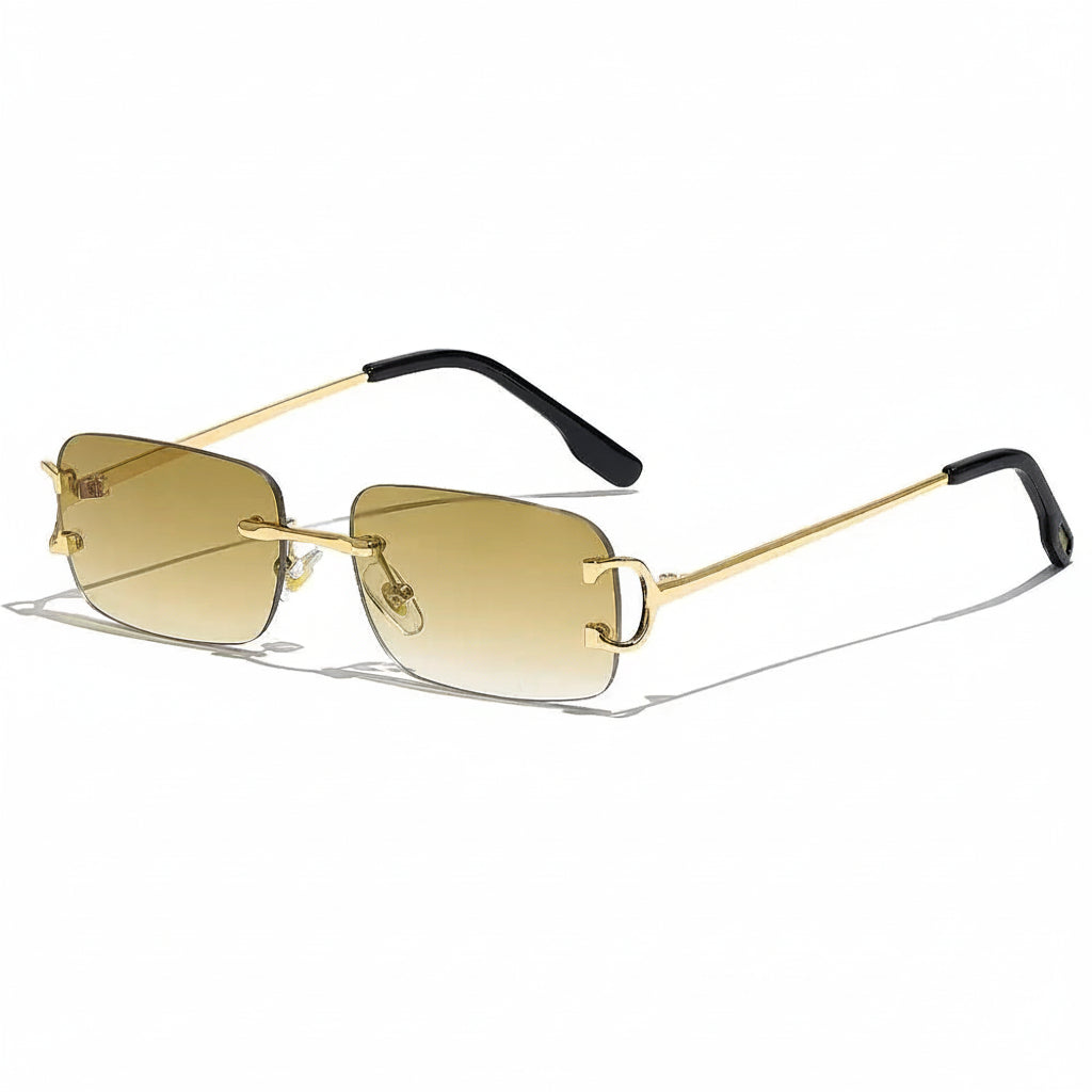 DUNE — Rimless Rectangle UV400 Sunglasses with Gold D-Buckle