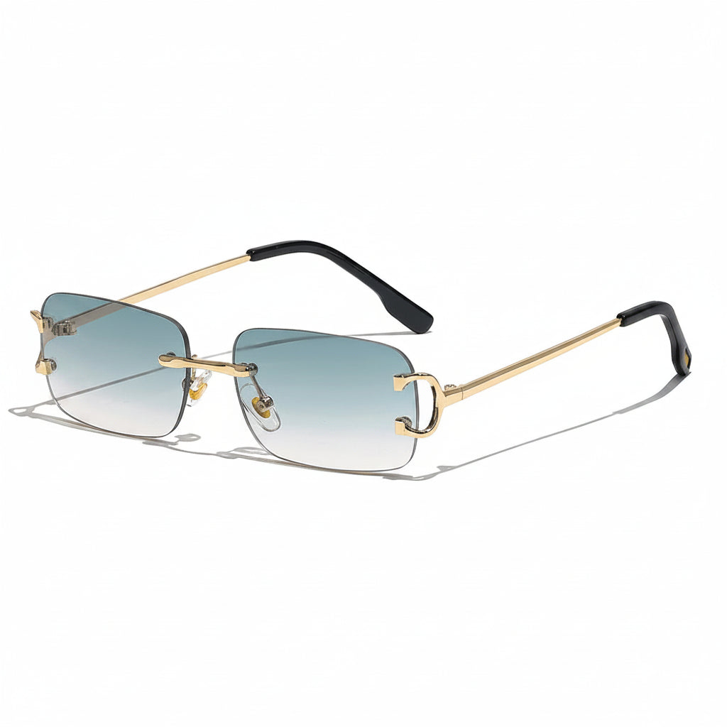 DUNE — Rimless Rectangle UV400 Sunglasses with Gold D-Buckle
