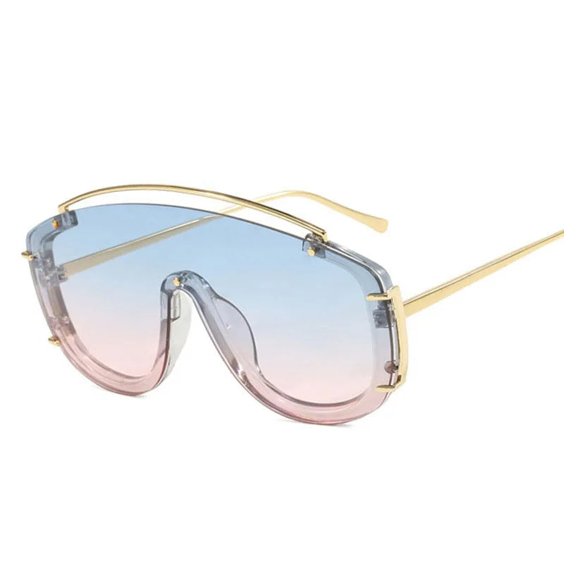 AURA oversized one-piece rivet sunglasses UV400 colorful gradient women men