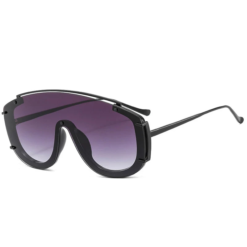 AURA — Oversized One-Piece Rivet UV400 Gradient Sunglasses